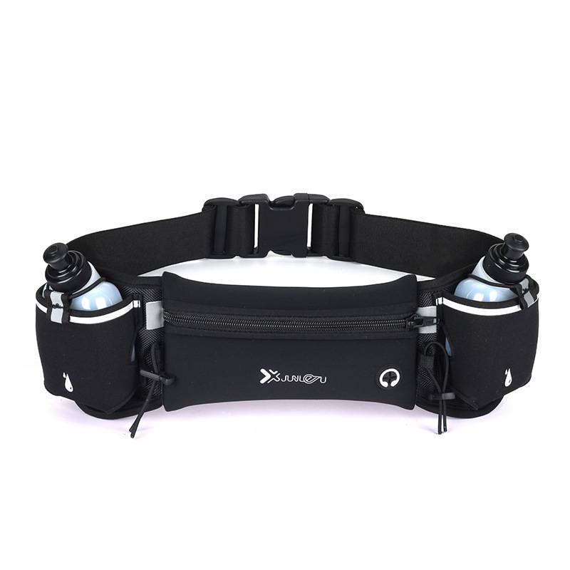 Black Hydration Running Belt with Two Bottles