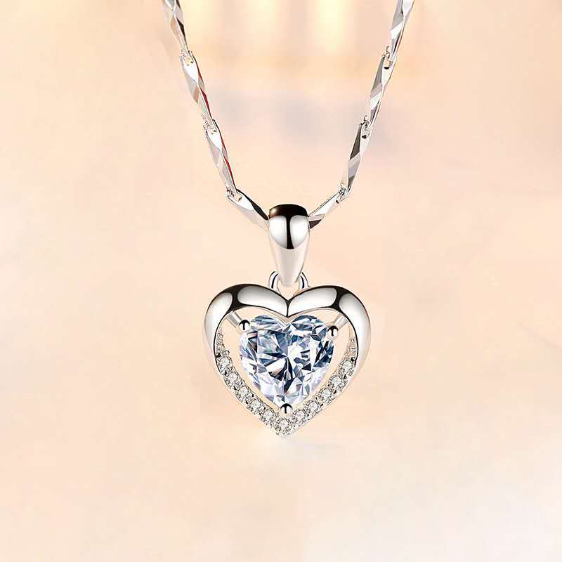white silver love necklace