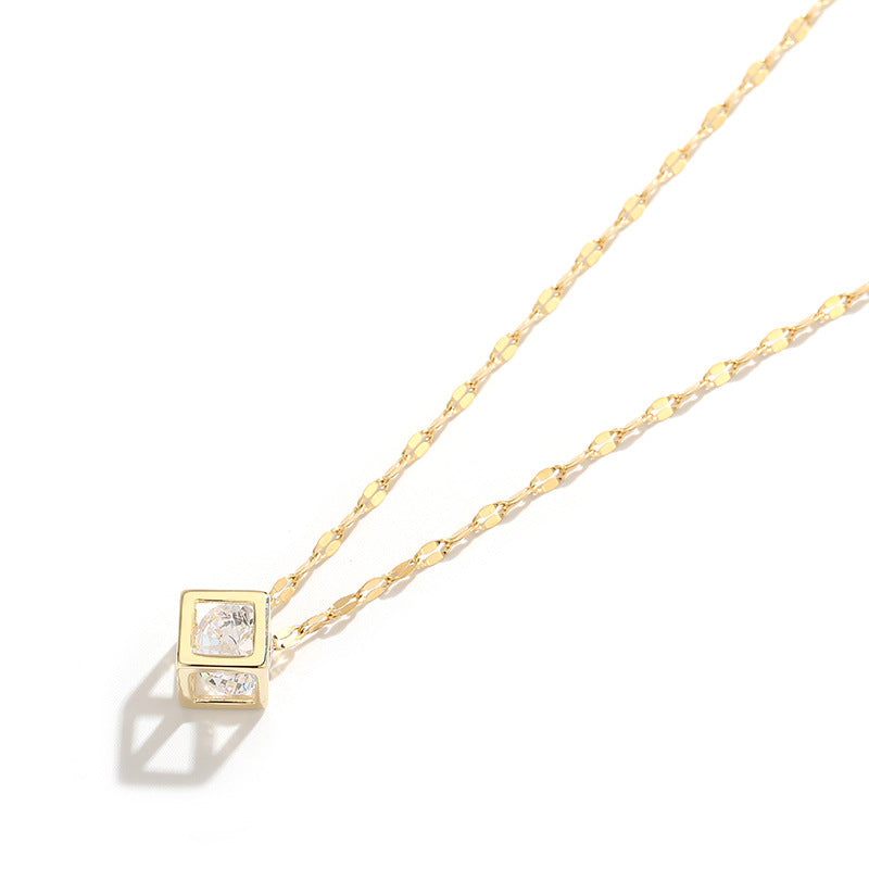 Square Crystal Pendant Necklace