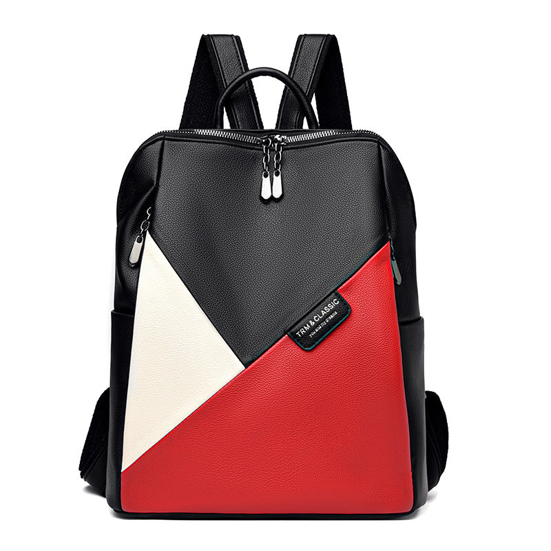color block leather backpack Colored Blocks Leather Fashion Backpack – Tomorrows Offers