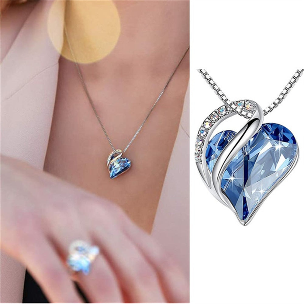 Best Gift Heart Shaped Crystal Necklace 