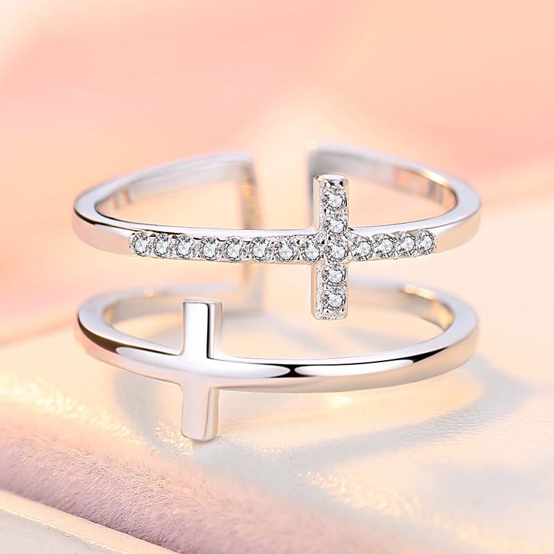 Double Cross Adjustable Size Ring