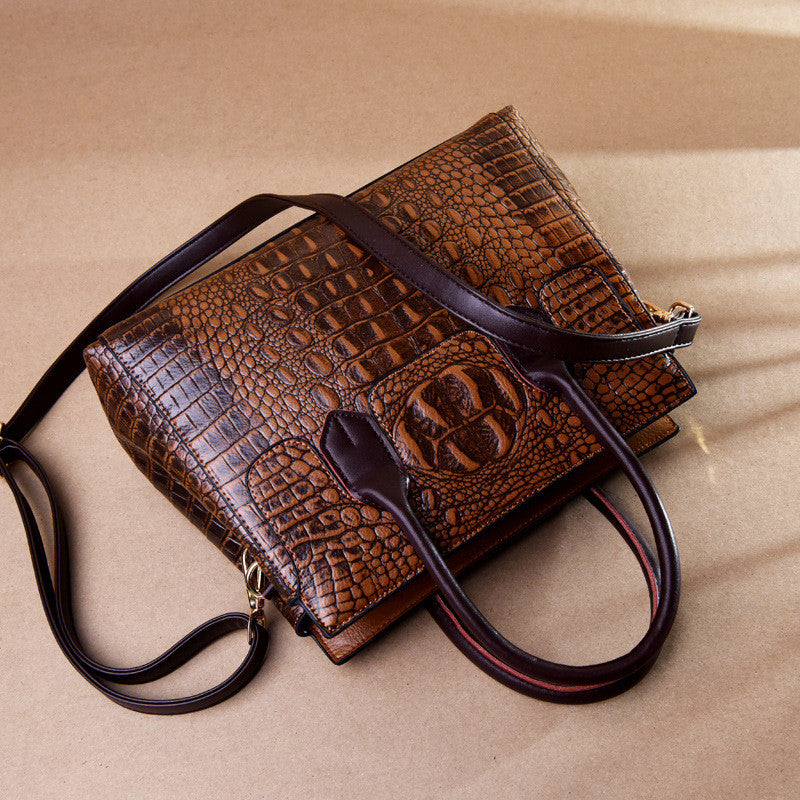 Shoulder Bags for Women Crocodile Leather Handbags Designer Vintage  Alligator Satchel Retro Tote