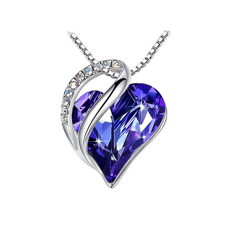 Blue Heart Shaped Crystal Necklace