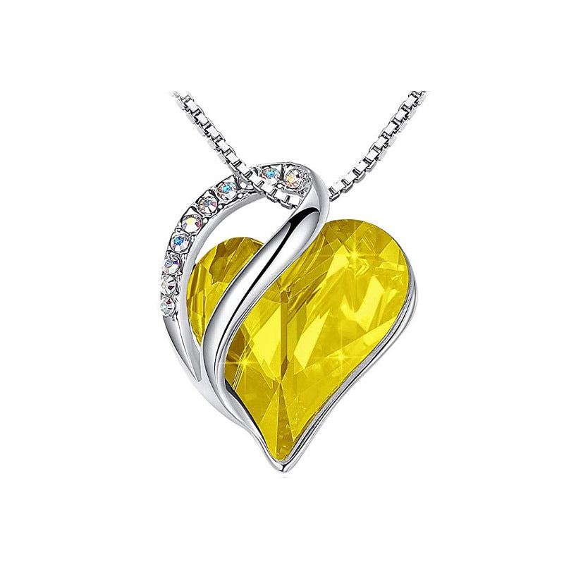 Yellow Heart Shaped Crystal Necklace