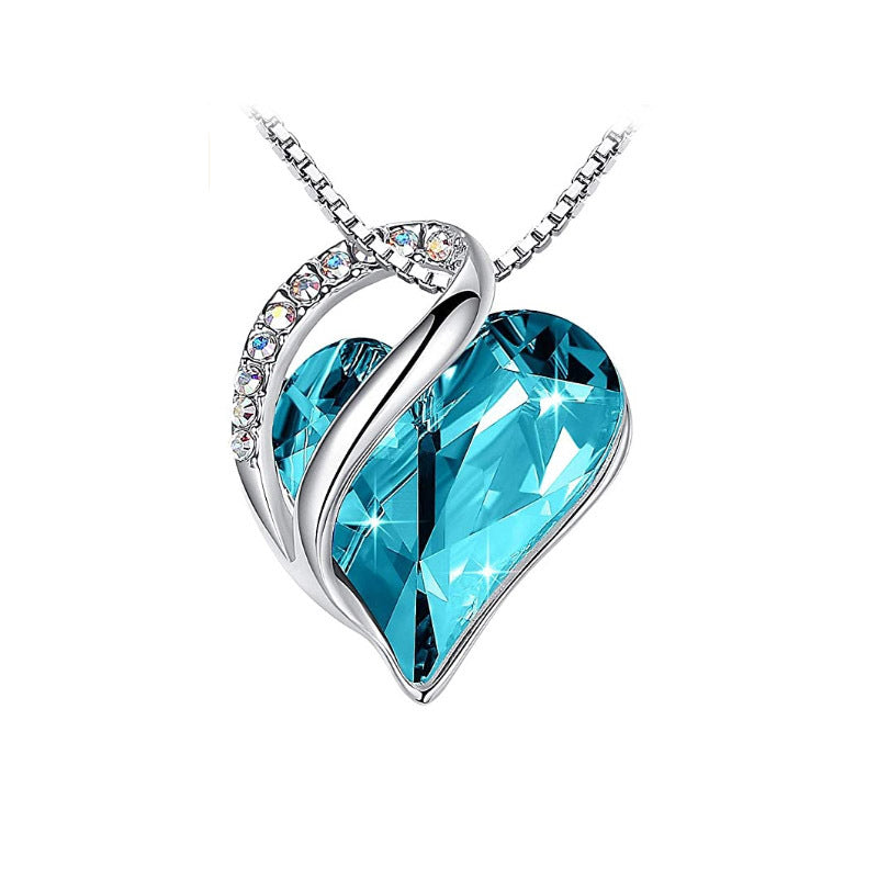Blue Heart Shaped Crystal Necklace