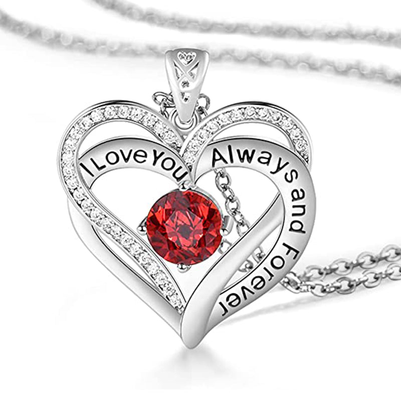 January Double Heart Birthstone Necklace