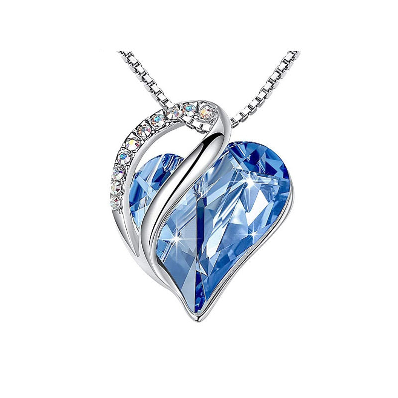 Light Blue Heart Shaped Crystal Necklace
