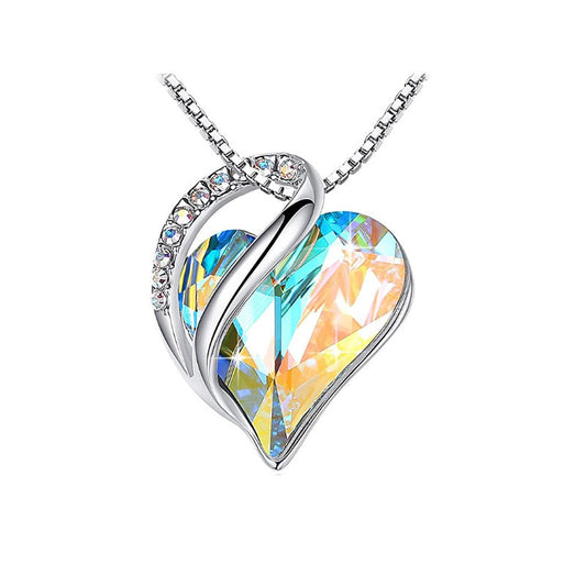 Light Multicolor Heart Shaped Crystal Necklace