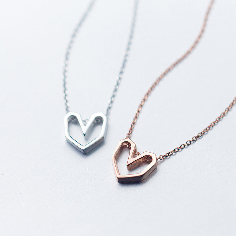 Love Heart-Shape Silver Necklace