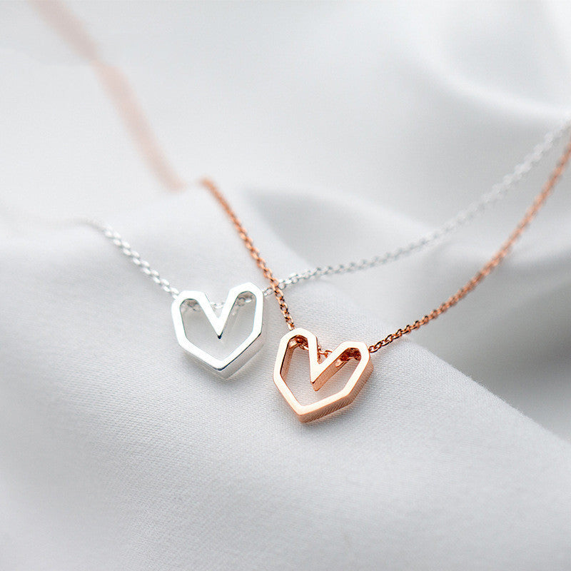 Love Heart-Shape Silver Necklace