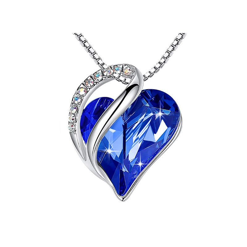 Dark Blue Heart Shaped Crystal Necklace