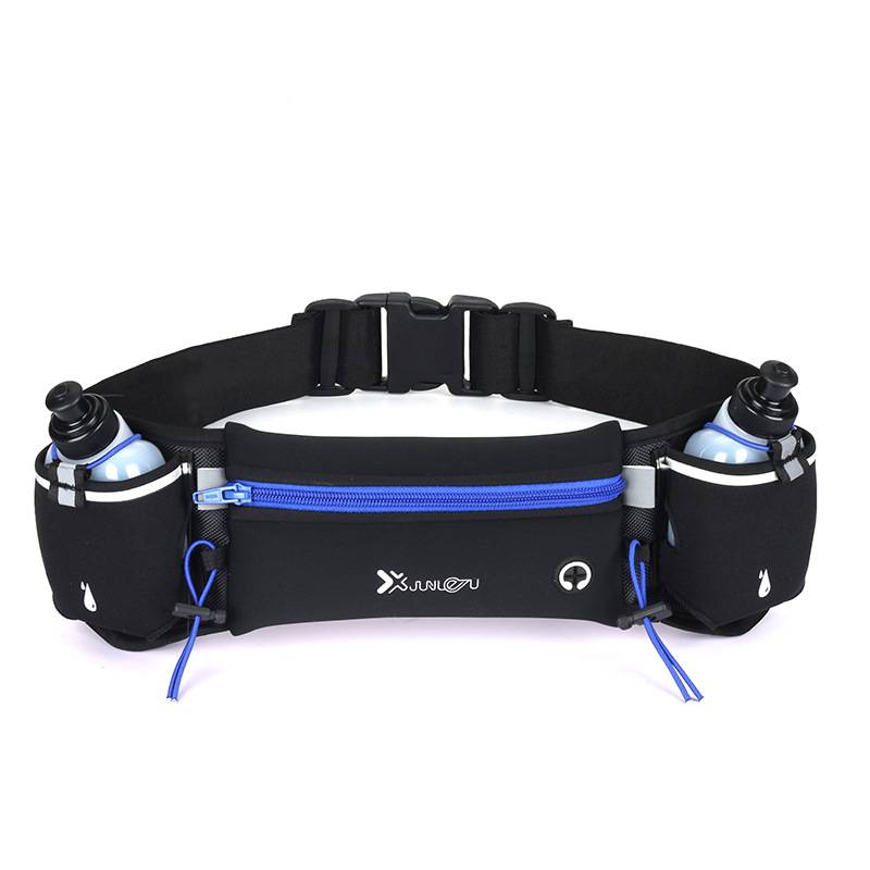 Blue Hydration Running Belt with Two Bottles