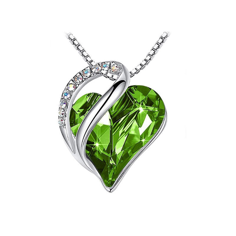 Green Heart Shaped Crystal Necklace