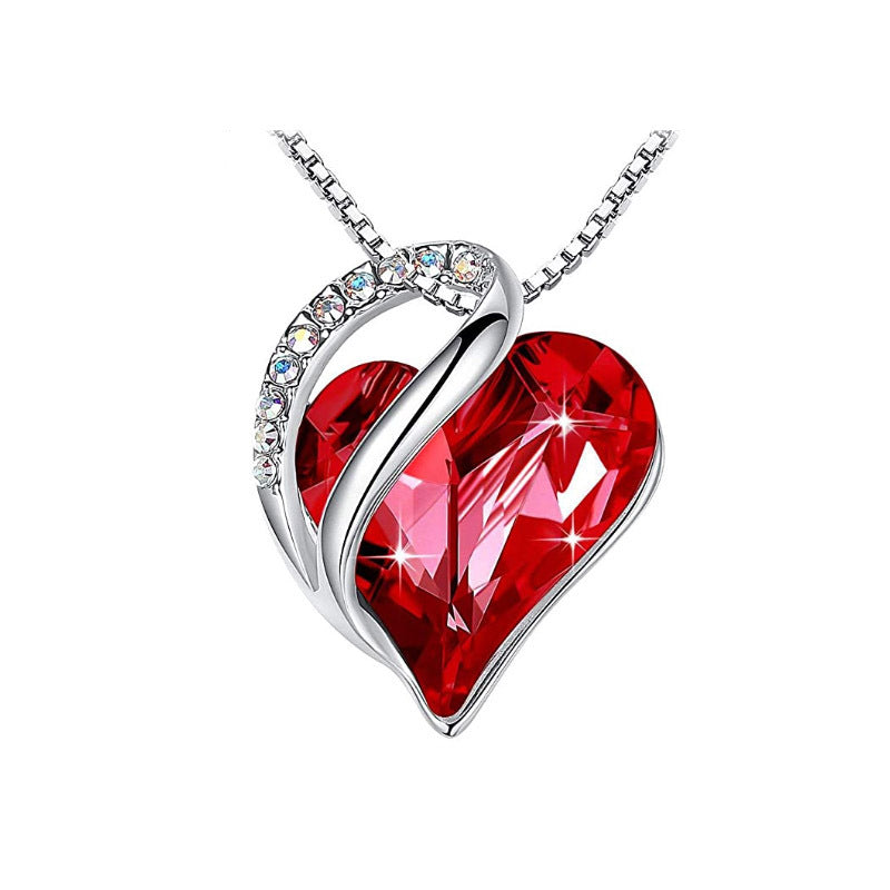 Red Heart Shaped Crystal Necklace