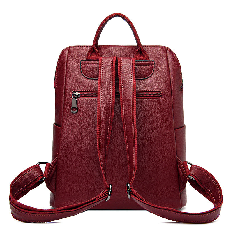 Colored Blocks Leather Fashion Backpack