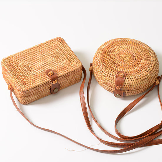 White Summer Woven Ata Rattan Bag main image 1