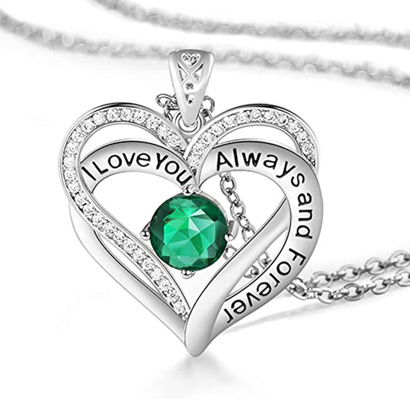 May Double Heart Birthstone Necklace