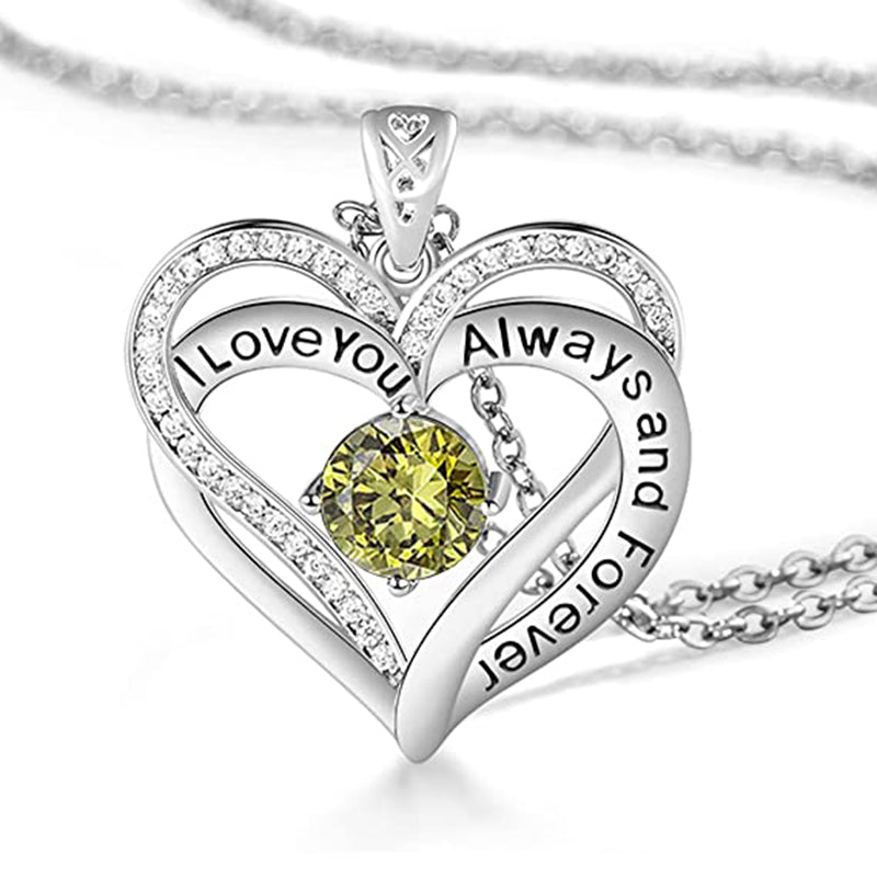 August Double Heart Birthstone Necklace