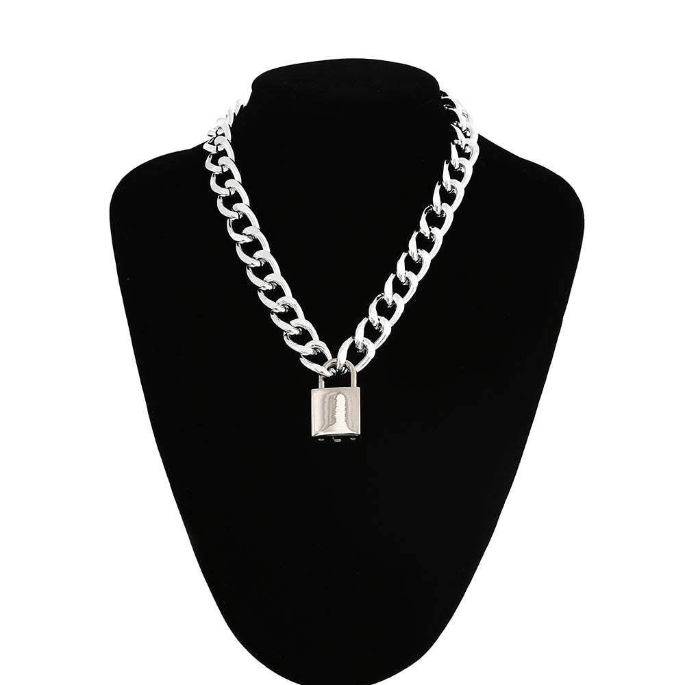 Gold Lock Chunky Chain Necklace