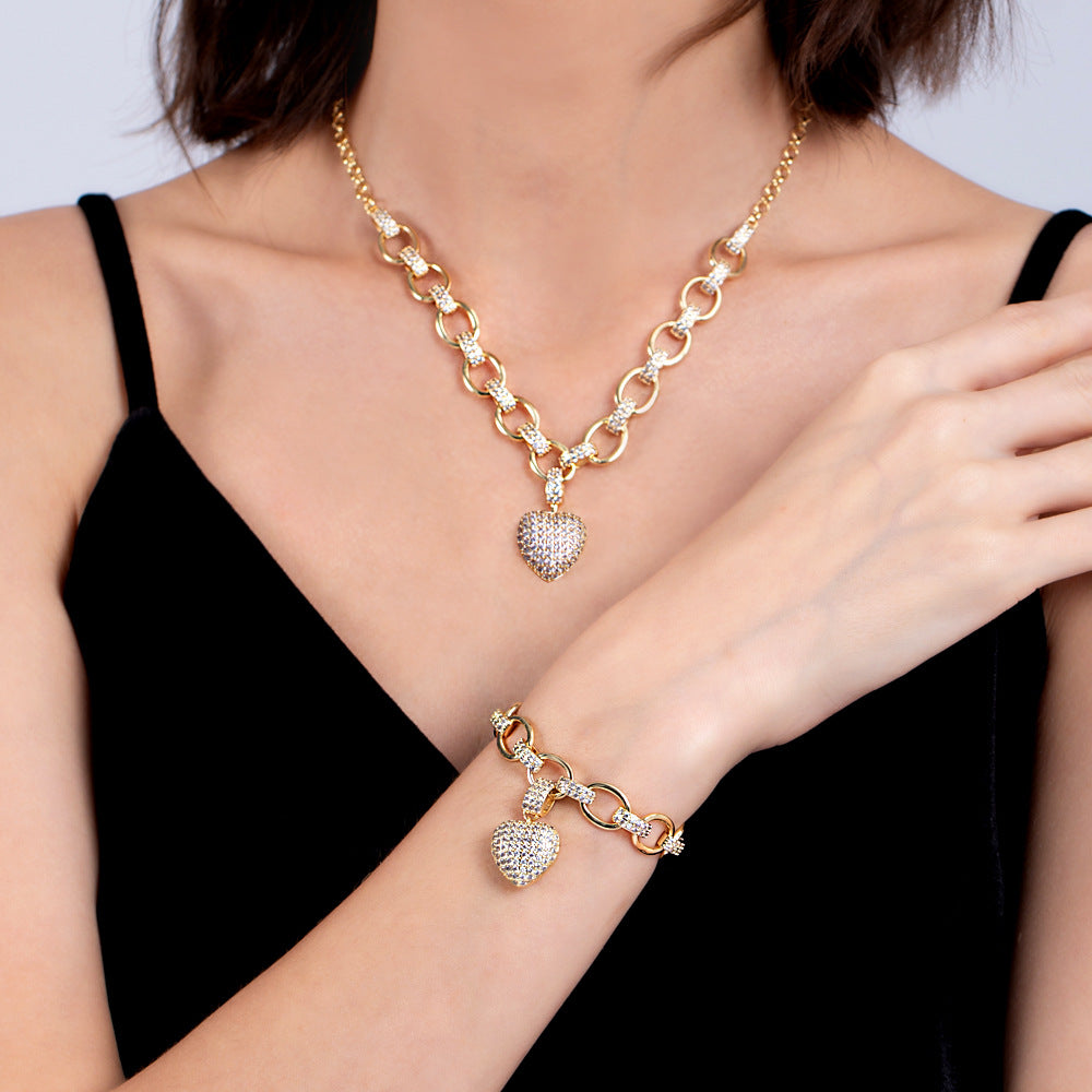 Love Heart Necklace Bracelet Set (Lowest Price Ever! Until 01-Mar-2024)