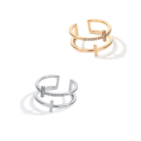 Double Cross Adjustable Size Ring (Offer Until 15-May-2024)