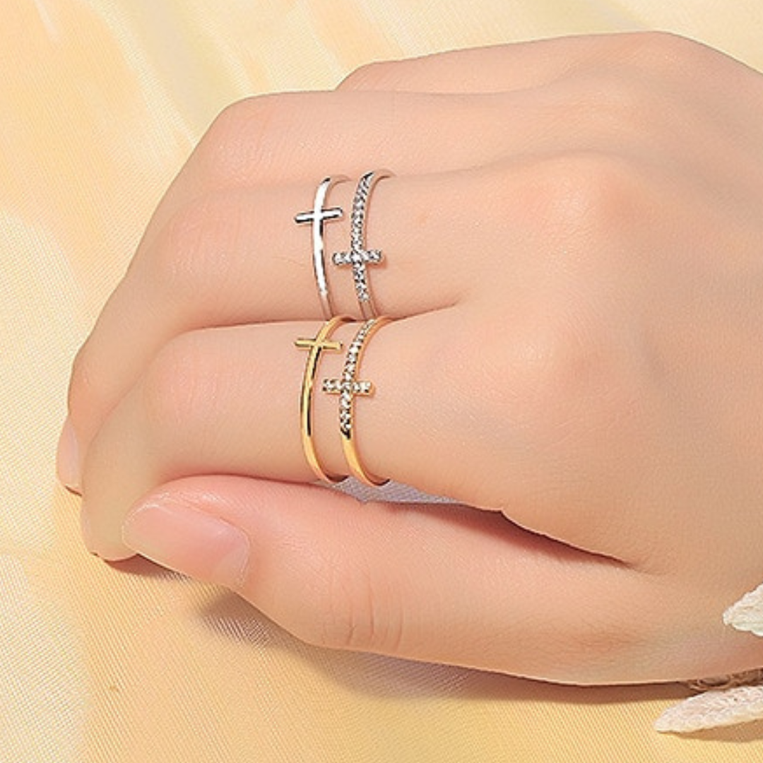 Double Cross Adjustable Size Ring