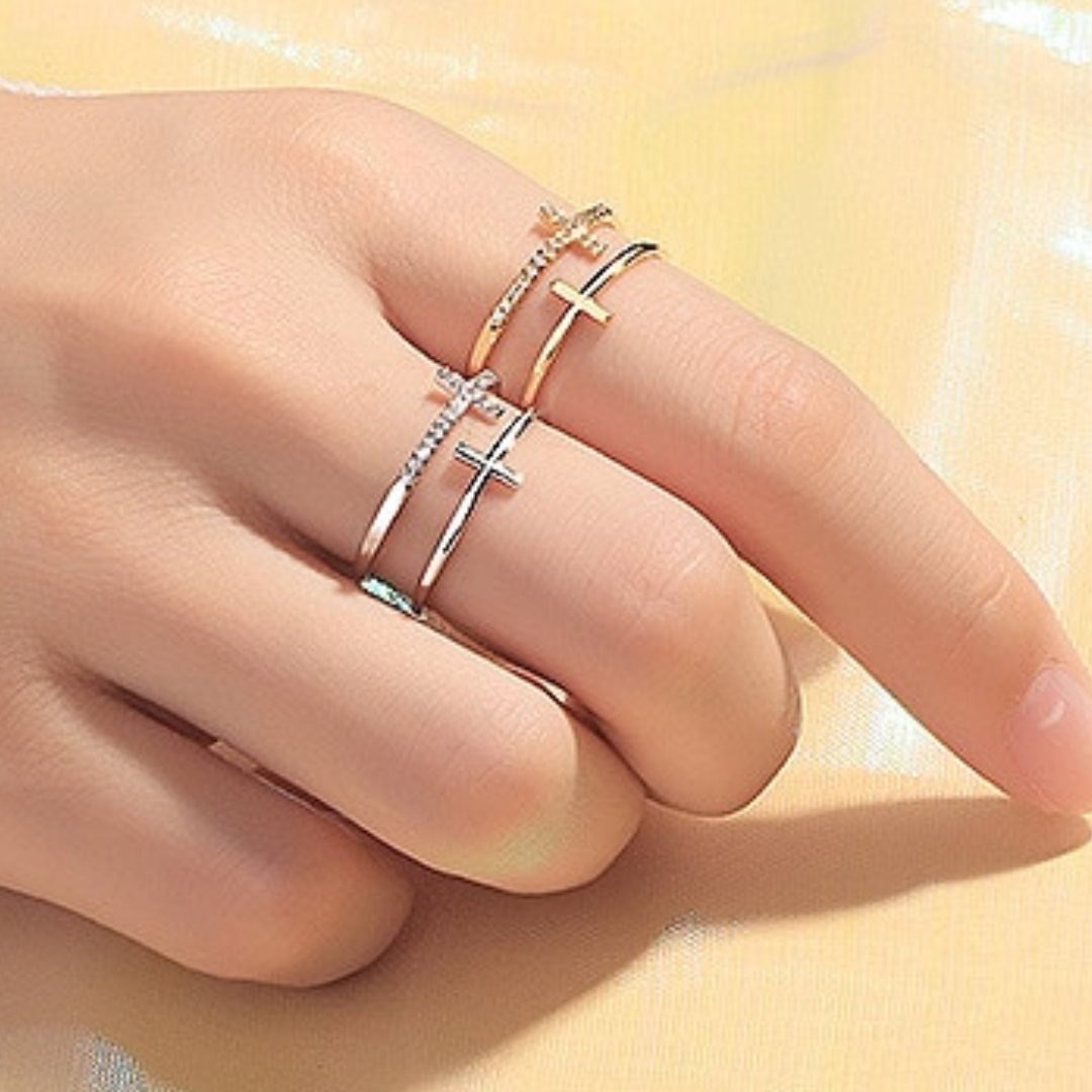 Double Cross Adjustable Size Ring