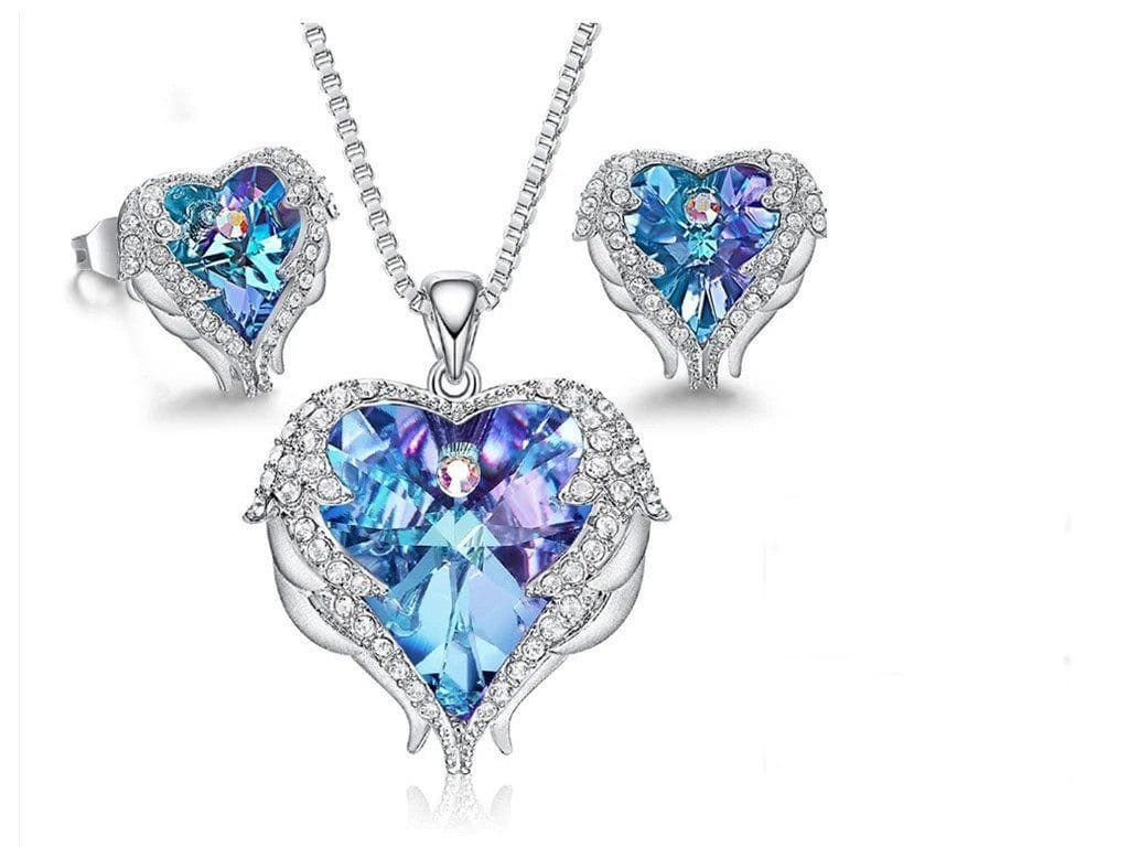 Love Heart Guardian Angel Wings Necklace and Earrings (Lowest Price Ever! Until 01-Mar-2024)