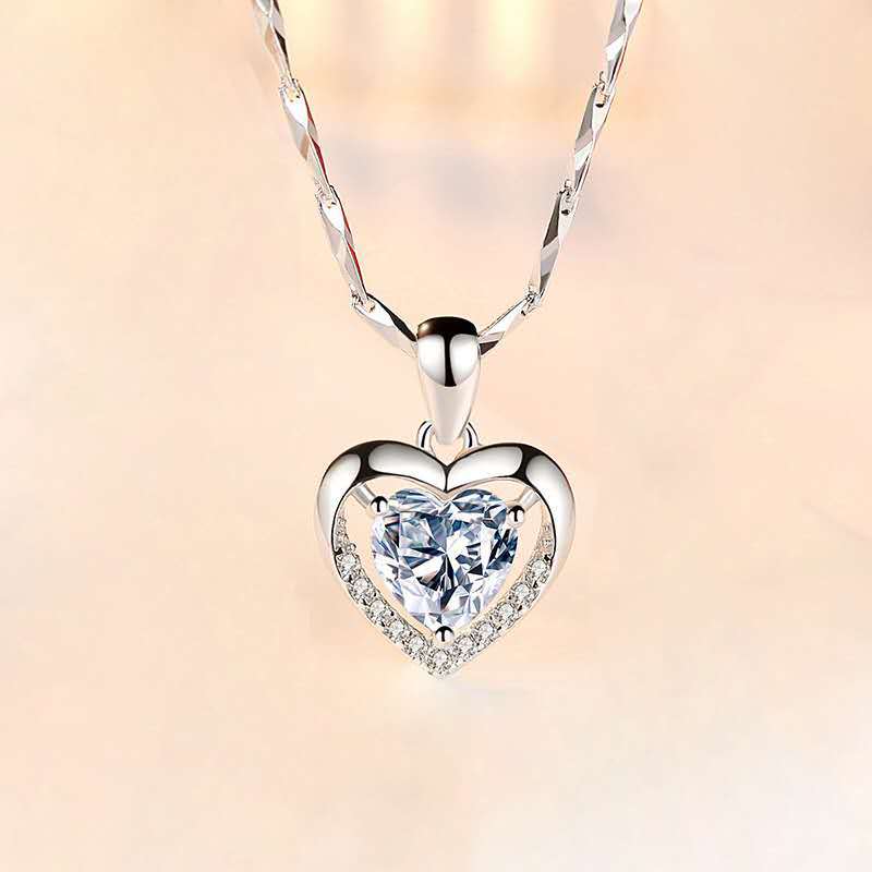 white silver love necklace
