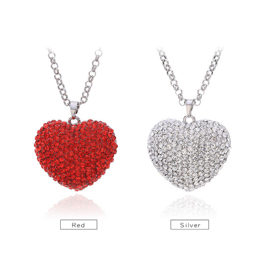 White Red Crystal Heart Necklace
