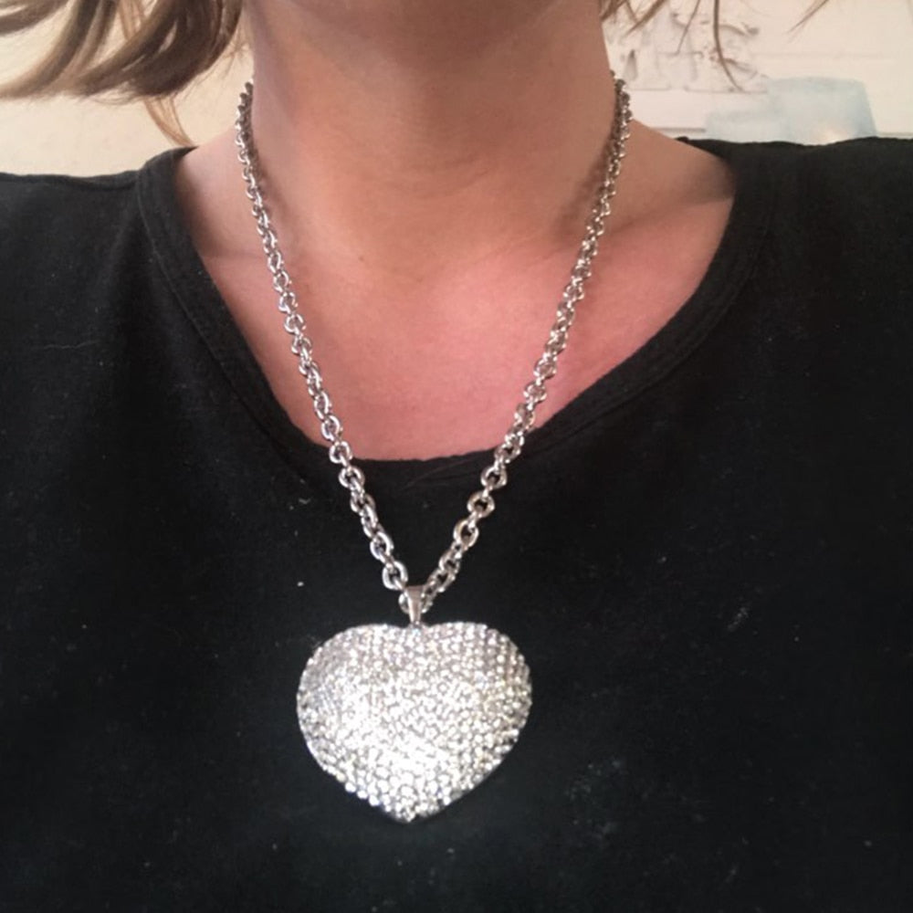 White Crystal Heart Necklace