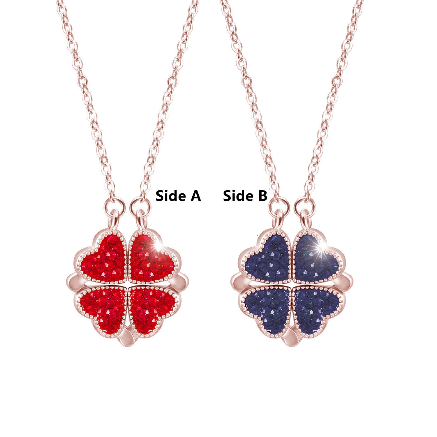 Red-Blue Double-Sided Magic Love Necklace