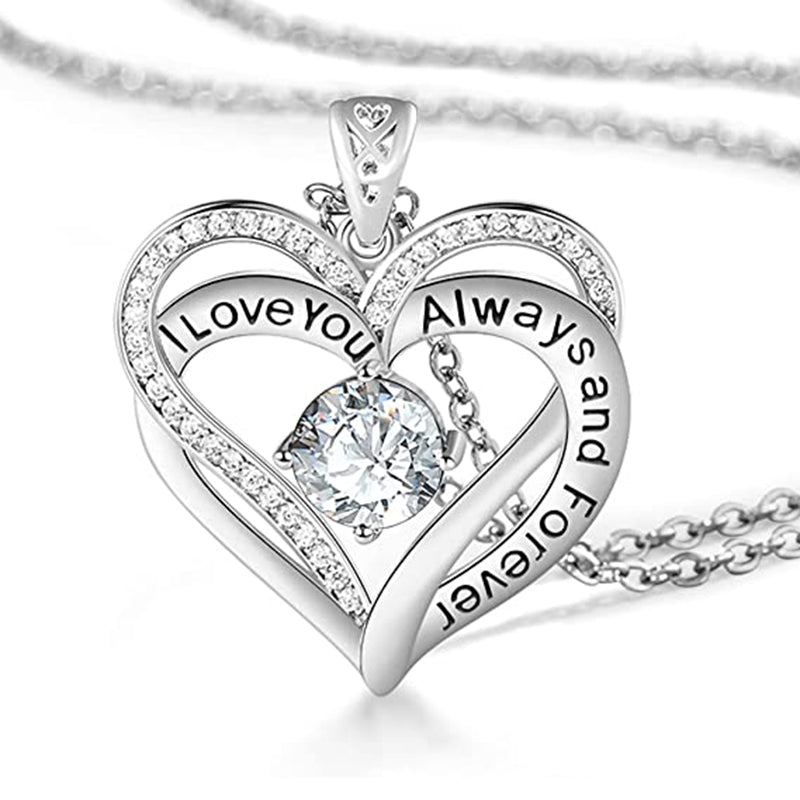 April Double Heart Birthstone Necklace