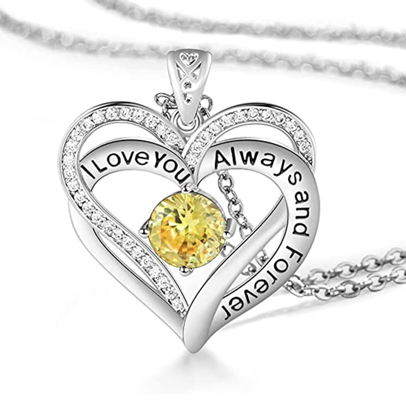 November Double Heart Birthstone Necklace
