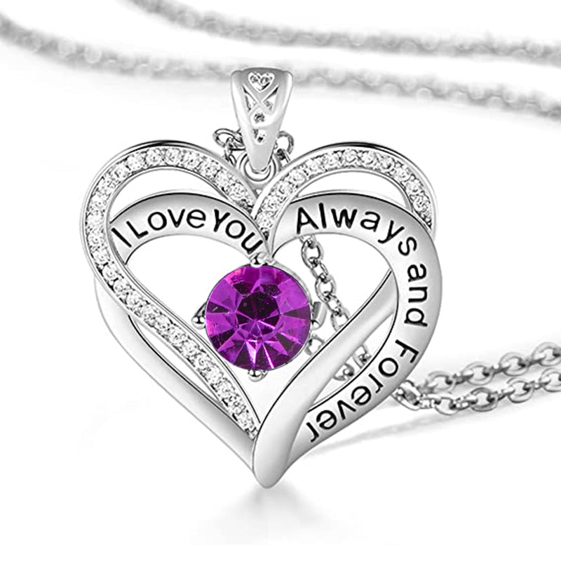 September Double Heart Birthstone Necklace